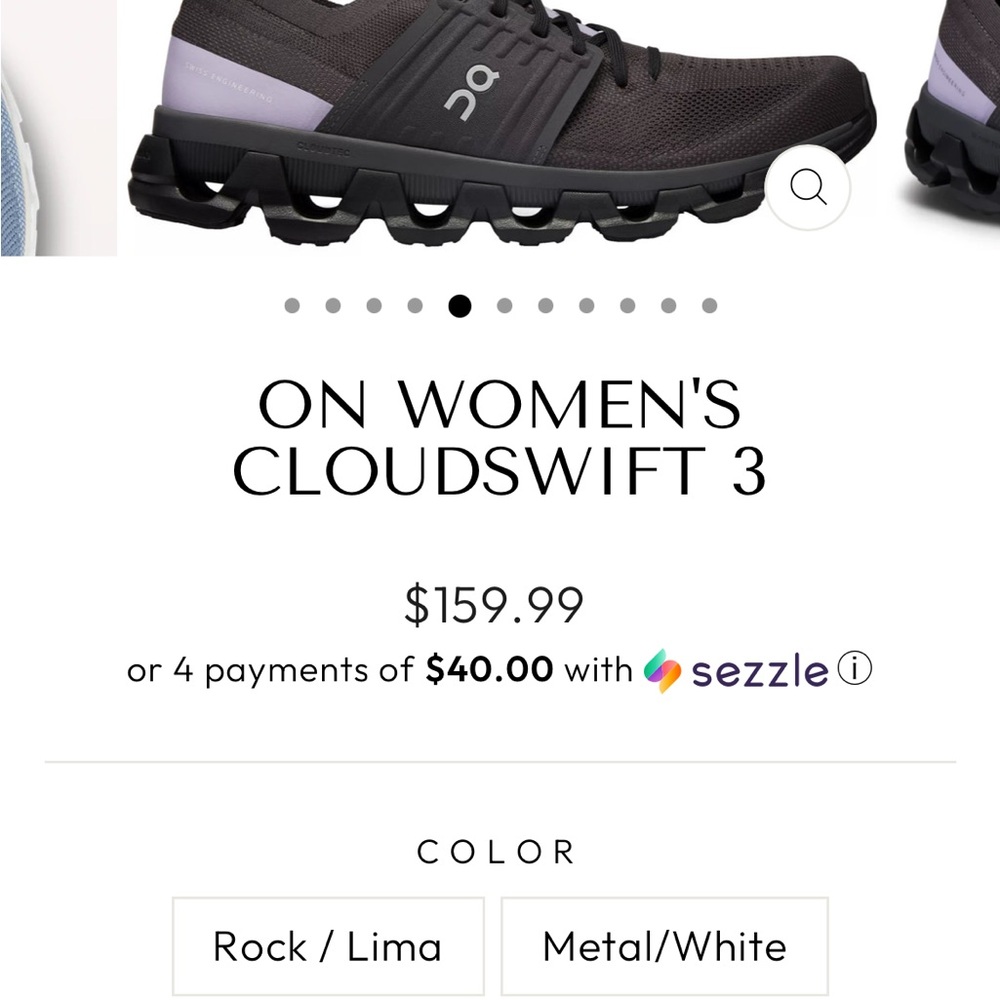NWT ON women’s Cloud swift 3 (OC) black with purple size 8.5 NWT